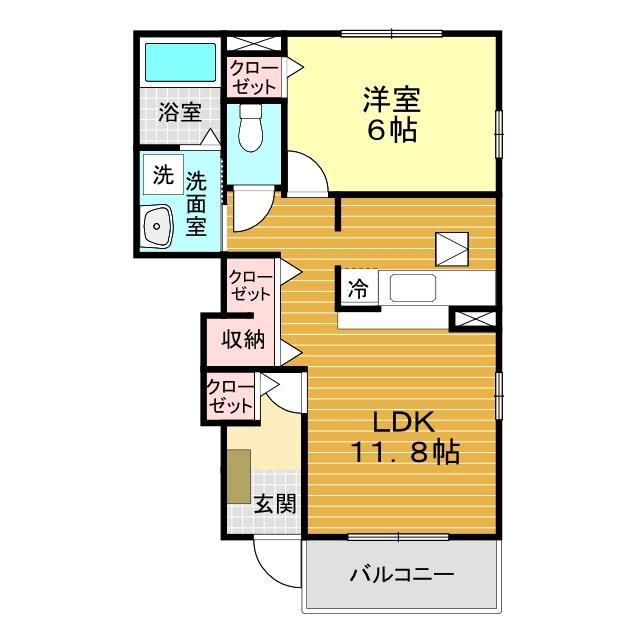 カーサプラシード(1LDK/1階)の間取り写真