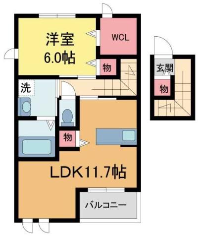 エルピーダ(1LDK/2階)の間取り写真