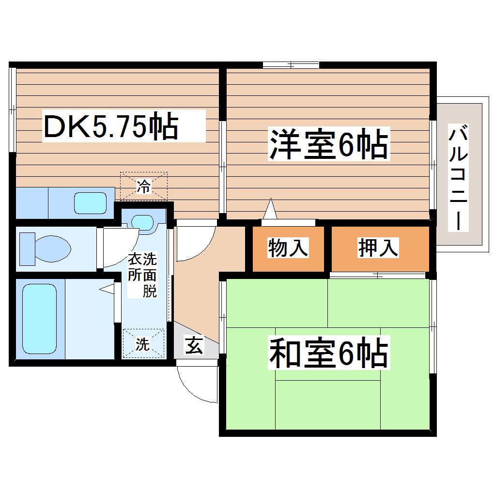 シュロス(2K/1階)の間取り写真