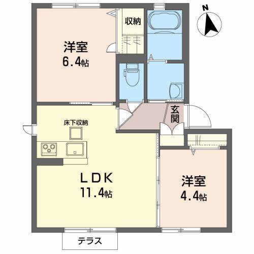 スペチアーレI(2LDK/1階)の間取り写真