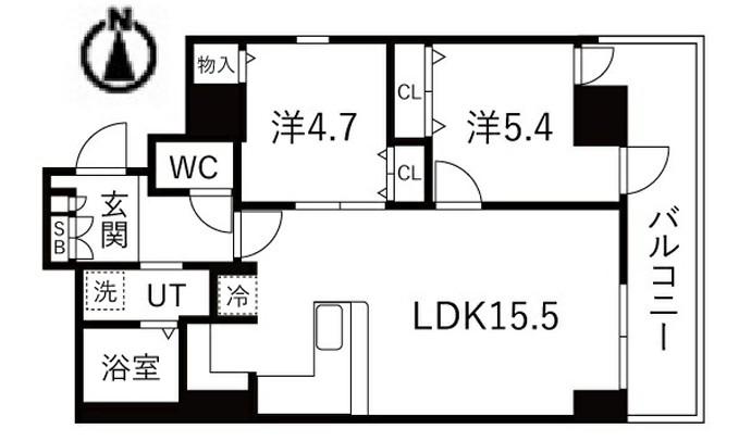 シティコート目黒(2LDK/4階)の間取り写真