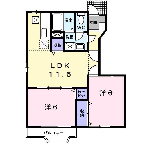 みやびHIGHNESS Y棟(2LDK/1階)の間取り写真