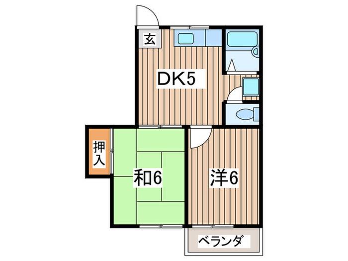 サンハイツ(2DK/2階)の間取り写真