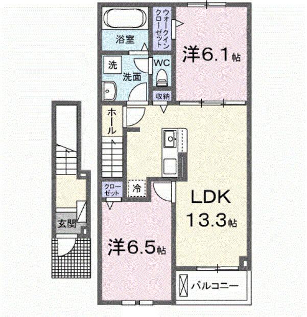 メグ・クレール A(2LDK/2階)の間取り写真