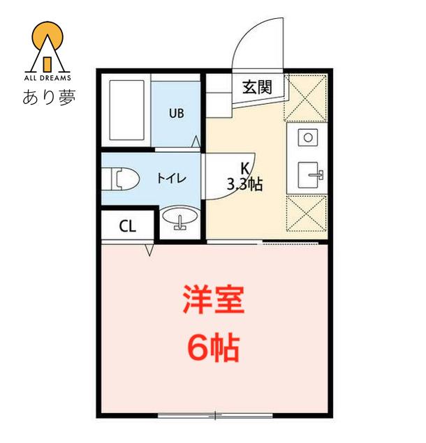 アウラ竹之丸(1K/1階)の間取り写真