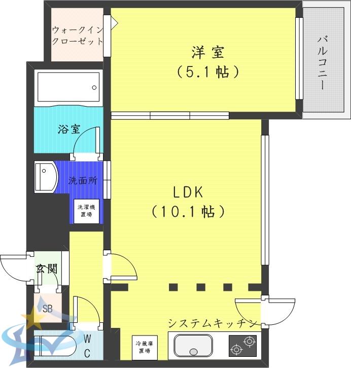 フォレストヒルズB(1LDK/2階)の間取り写真