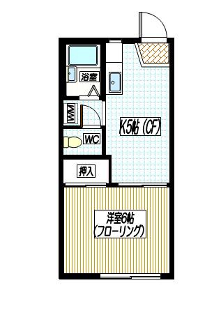 サンヒルズ湘南A(1DK/1階)の間取り写真
