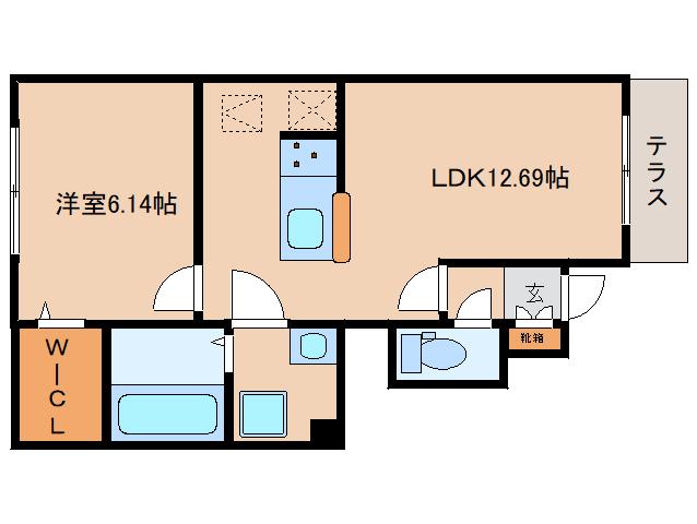 ウインドウII(1LDK/1階)の間取り写真