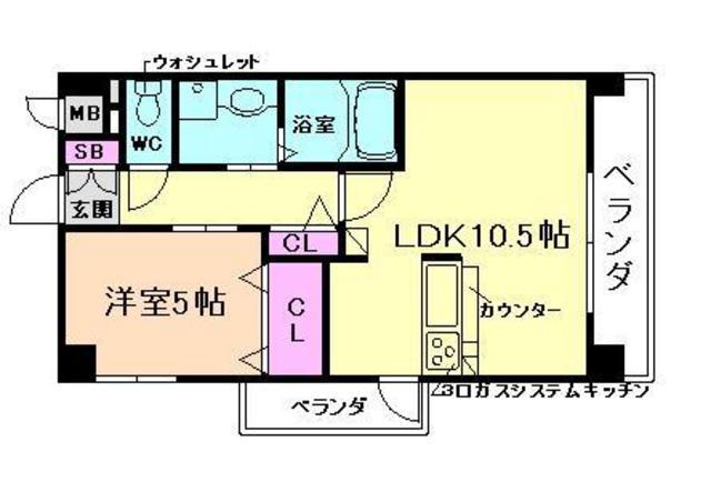 メ・ロッソ福島(1LDK/5階)の間取り写真