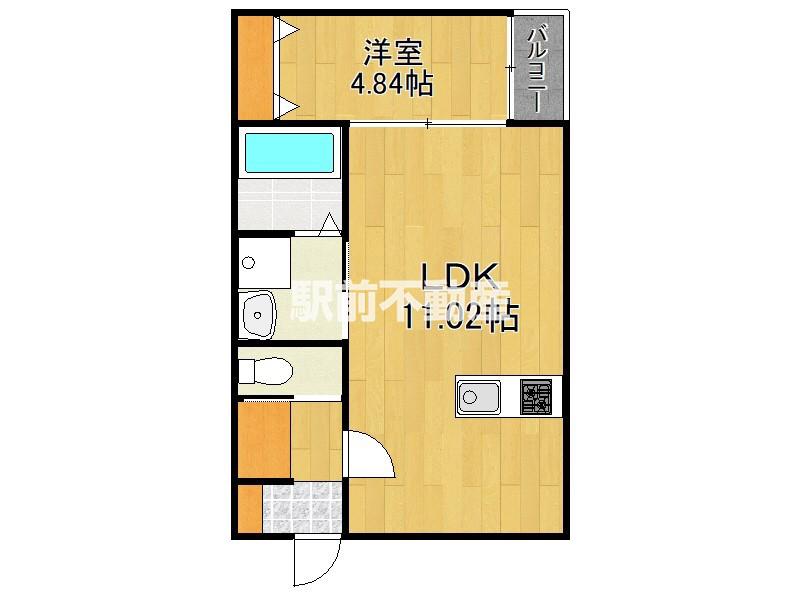 BRAVE BASE 多布施(1LDK/1階)の間取り写真