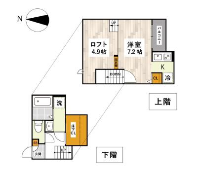 ADC倉敷YUNO(1K/1階)の間取り写真