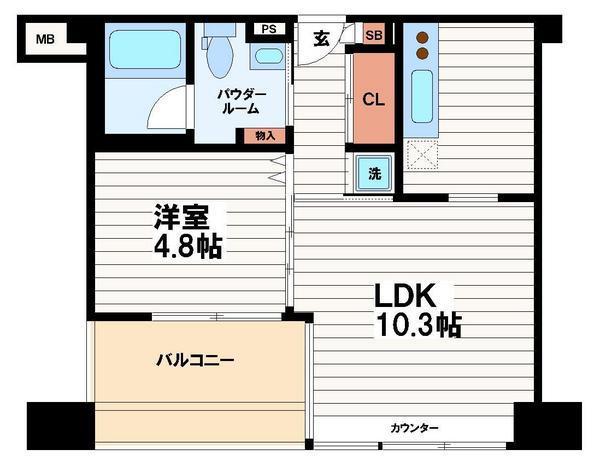 クリスタルブライト本町東(1LDK/10階)の間取り写真