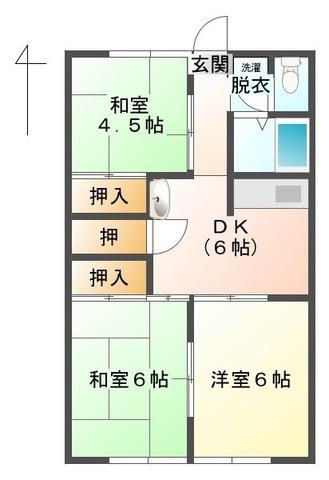 シティハイムヨシダ(3DK/2階)の間取り写真