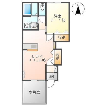 ナースリーイースト(1LDK/1階)の間取り写真