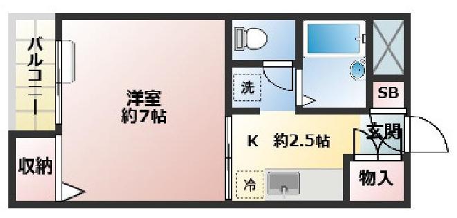 ビオス哲学堂(1K/2階)の間取り写真