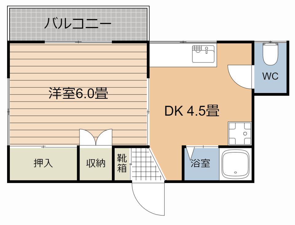 セントポリア(1DK/2階)の間取り写真