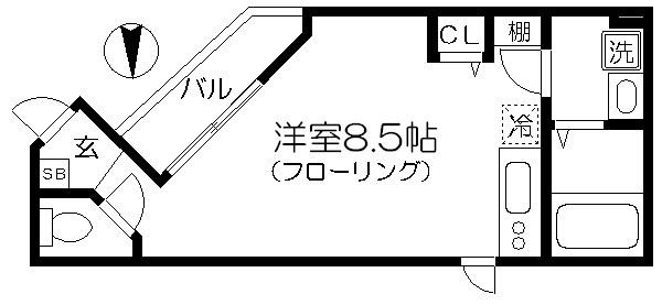 ブランミュール(ワンルーム/2階)の間取り写真