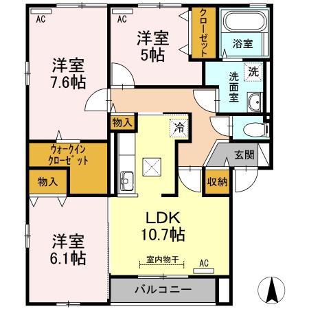 ジュエル・ガーネット(3LDK/1階)の間取り写真
