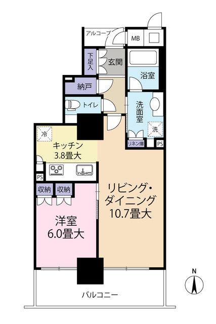 大阪福島タワー(1LDK/11階)の間取り写真