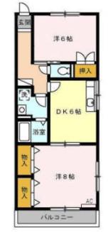 コーポセントラルビレッジII(2DK/2階)の間取り写真