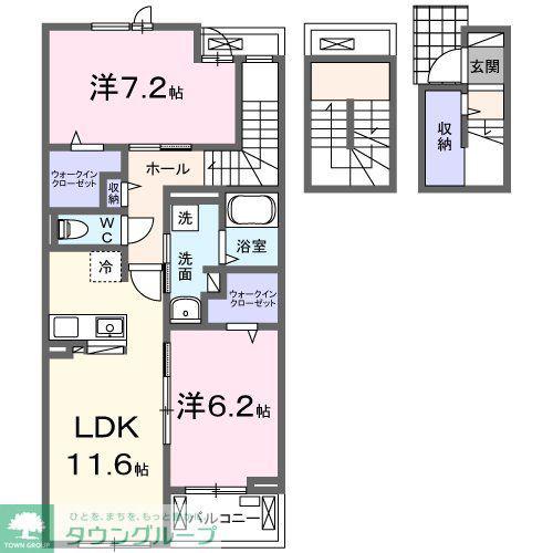 ボヌール・ド・コルザ(2LDK/3階)の間取り写真