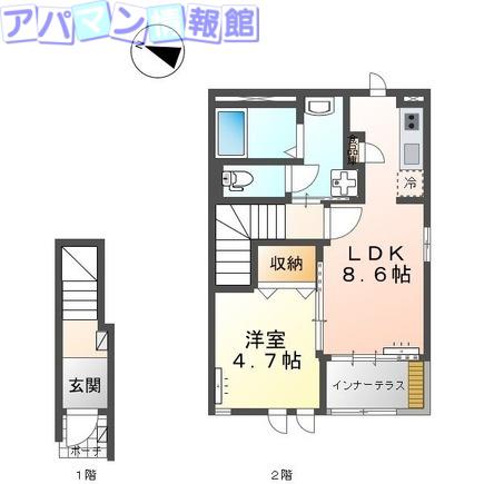 ベルべディア(1LDK/2階)の間取り写真