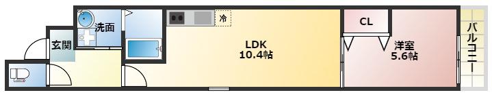 フジパレス西今川イースト(1LDK/2階)の間取り写真