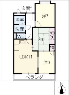 ブルッシュフィールド2(3LDK/2階)の間取り写真