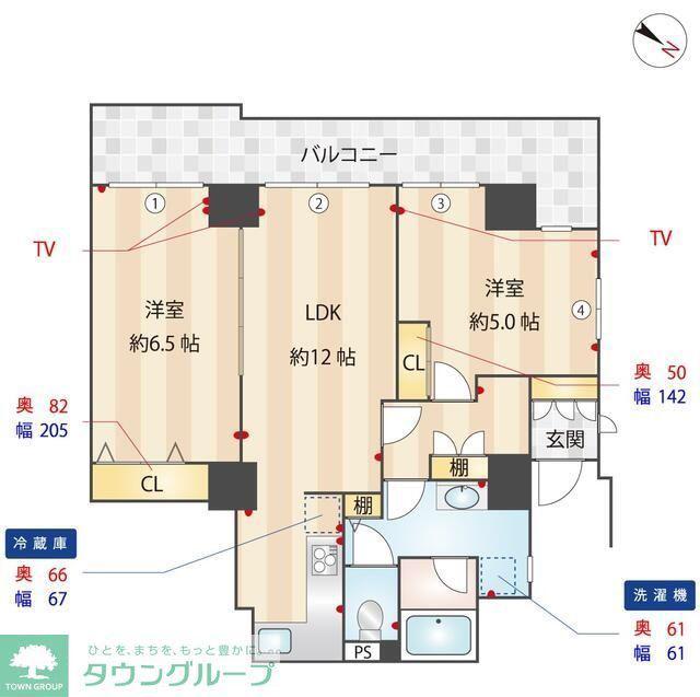 プロムナード仲町台(2LDK/14階)の間取り写真