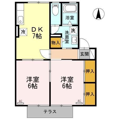 セジュールNOYORI(2DK/1階)の間取り写真