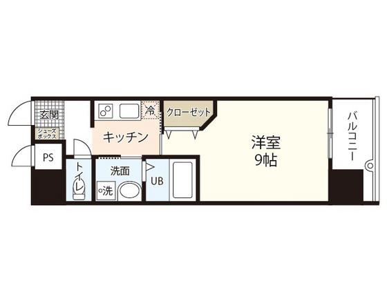 アクアシティ本川町(1K/10階)の間取り写真
