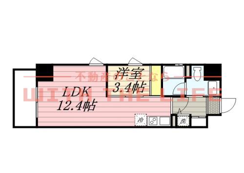 ルネッサンス21久留米六ツ門(1LDK/2階)の間取り写真