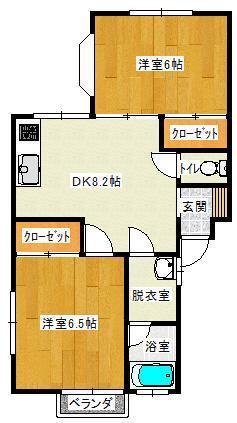 サンパーセル(2DK/2階)の間取り写真