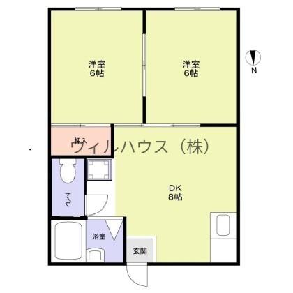 西山ハイツ(2DK/1階)の間取り写真