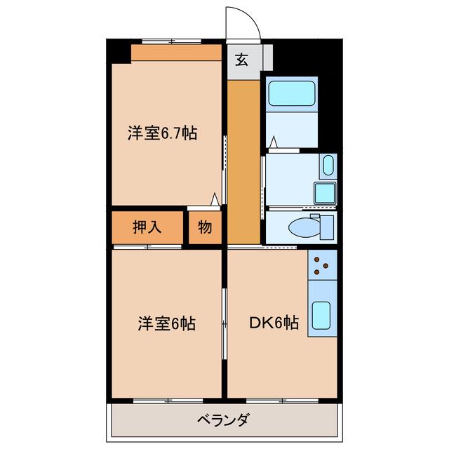 YOU STAGE SHIKATANI(2DK/2階)の間取り写真