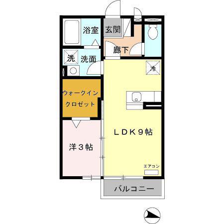 リビングタウンいせH(1LDK/2階)の間取り写真