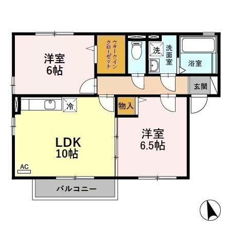 グローリータウン和久野(1LDK/2階)の間取り写真