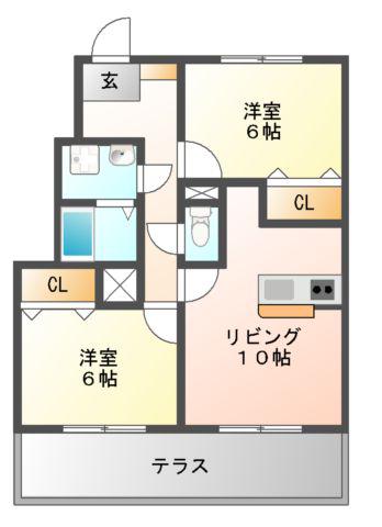 CASA MUSICA(2LDK/1階)の間取り写真