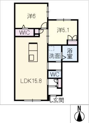 メゾンわたなべII(2LDK/1階)の間取り写真