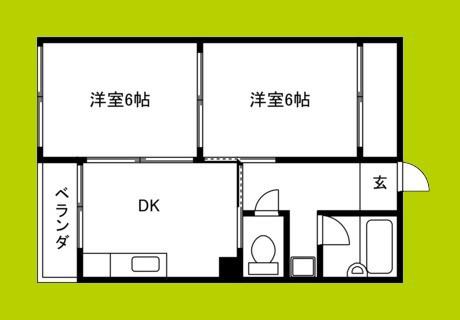 第2眉山マンション(2DK/1階)の間取り写真