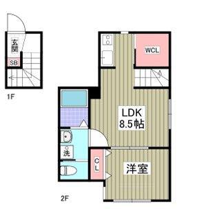 ヒルサイド西が丘(1LDK/2階)の間取り写真