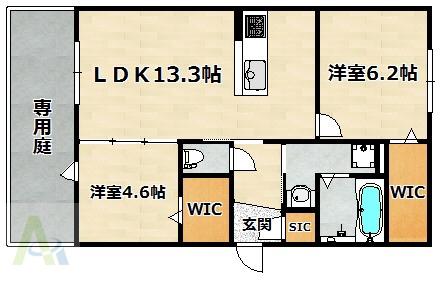 VILLEALTA(2LDK/1階)の間取り写真