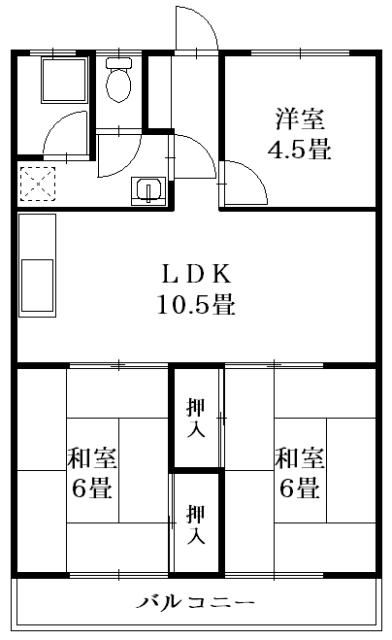 ベルシャトウ白亜(3LDK/3階)の間取り写真