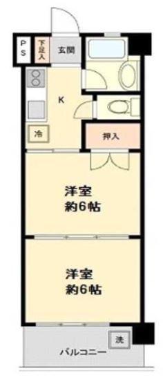 グロリアスマンションミフジ新河岸壱号館(2K/2階)の間取り写真