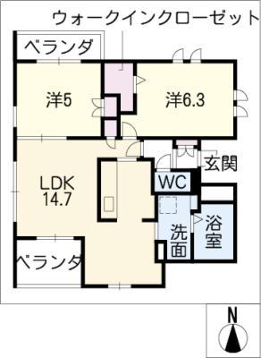 メゾンメイプル(2LDK/2階)の間取り写真