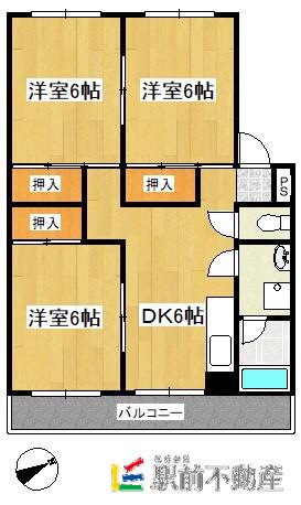 リッツドミール(3DK/2階)の間取り写真
