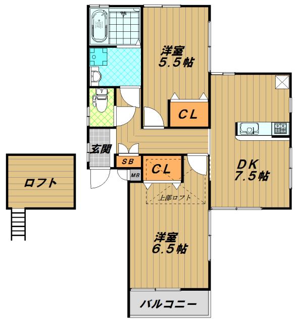 グランメール大塚町(2DK/2階)の間取り写真