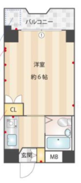 シェリールプレイス川崎(1K/4階)の間取り写真