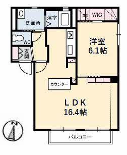 シャーメゾンMII(1LDK/2階)の間取り写真