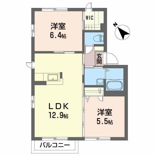 ディアコートYS A(2LDK/1階)の間取り写真